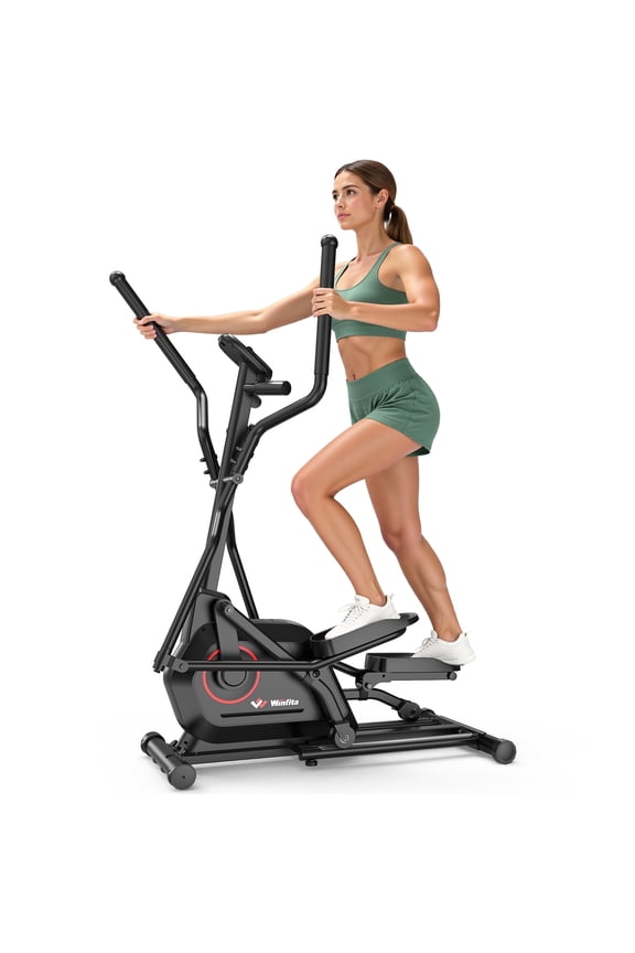 Elliptical Machine, Indoor Full-Body Cross-Training & Cardio Exercise Machine for Home Workouts, Silent Elliptical Training with 350lbs Capacity, Pulse Sensor, Adjustable Resistance, 18"Long Stride