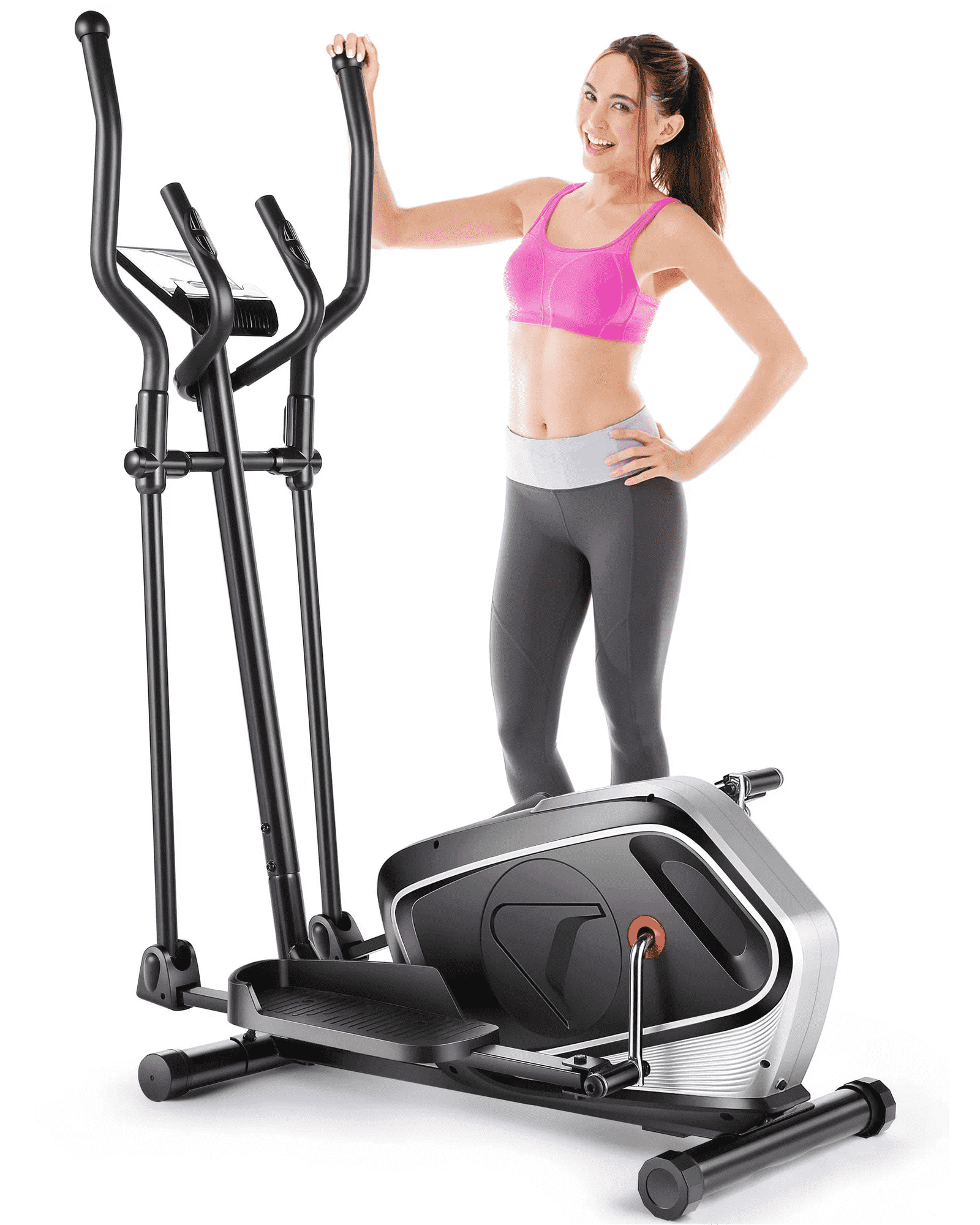 VIBESPARK Pro Elliptical Trainer 8 Levels LCD Monitor Heart Rate Sensor 390 lbs Capacity Black Walmart