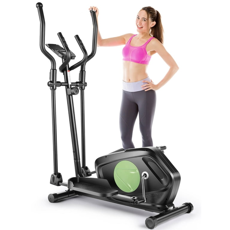 Elliptical Machine 8 Levels Elliptical Trainers with Heart Rate Sensor LCD Monitor Smooth Quiet Driven for Home Gym Office 390lbs Capacity 15inch Stride Length Green Walmart