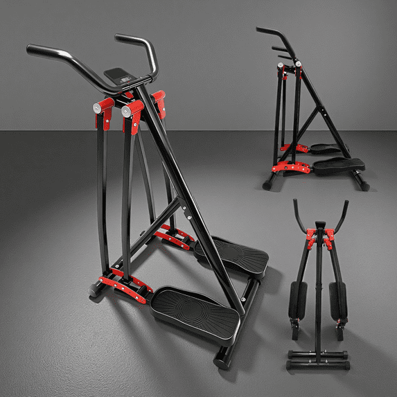 Elliptical Machine, Foldable Cardio Cross Trainer Glider for Home Gym, Full-Body Low-Impact Exercise, with LCD Display, Black
