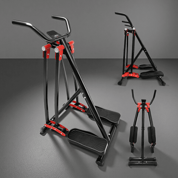 Elliptical Machine, Foldable Cardio Cross Trainer Glider for Home Gym, Full-Body Low-Impact Exercise, with LCD Display, Black