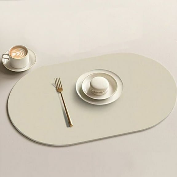 Elliptical Placemat Solid Colour Faux Leather Placemats Coffee Mats Kitchen Table Mats Heat-resistant Easy-to-clean Table Mats
