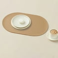 thumbnail image 1 of Elliptical Solid Colour Faux Leather Placemat, Coffee Mat, Kitchen Table Mat, Easy to Clean, Non-Slip, Double Thickened, Insulation, Suitable for Dessert Houses Caf茅s, 1 of 7
