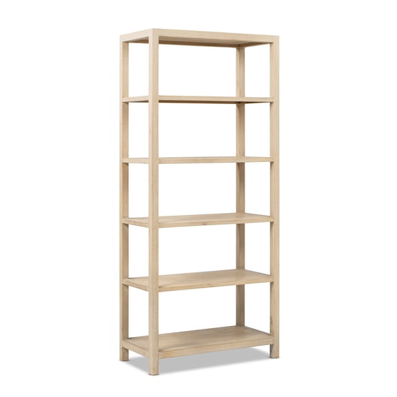 Ellis 71" Reclaimed Wood 5-Shelf Open Frame Bookcase, Light Natural Cerused Reclaimed Pine Wood