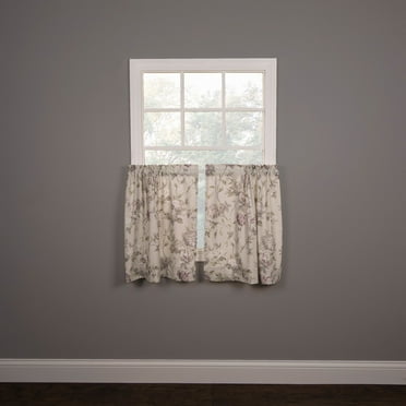 Ellis Curtain Abigail Design Printed Room Darkening 2-Piece Window Rod Pocket Pair Set With 2 Tiers - 56x36", Lilac