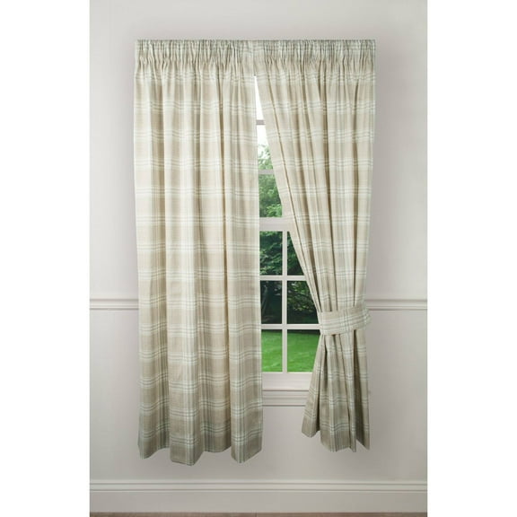 Ellis Curtain Bartlett Unlined 2-Piece Window Curtain Tailored Panels Pair with Ties - 90x84 Natural