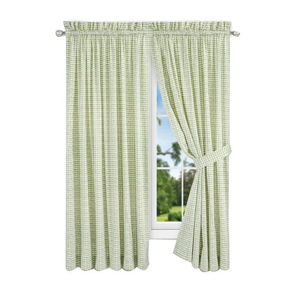 Ellis Curtain Davins 100 Percent High Quality 2-Piece Window Rod Pocket Panel Pairs With 2 Tie Backs - 90x63" - 90" x 63" SPA