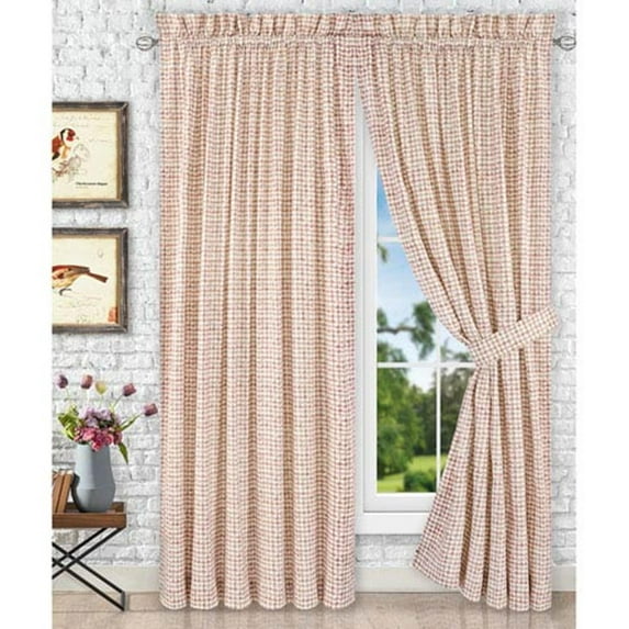 Ellis Curtain Breckan Plaid & Check Semi-Sheer Rod Pocket Curtain Panels (Set of 2)