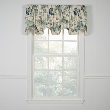 Ellis Curtain Brissac High Quality Room Darkening Natural Color Lined Scallop Window Valance - 70 x17" Blue