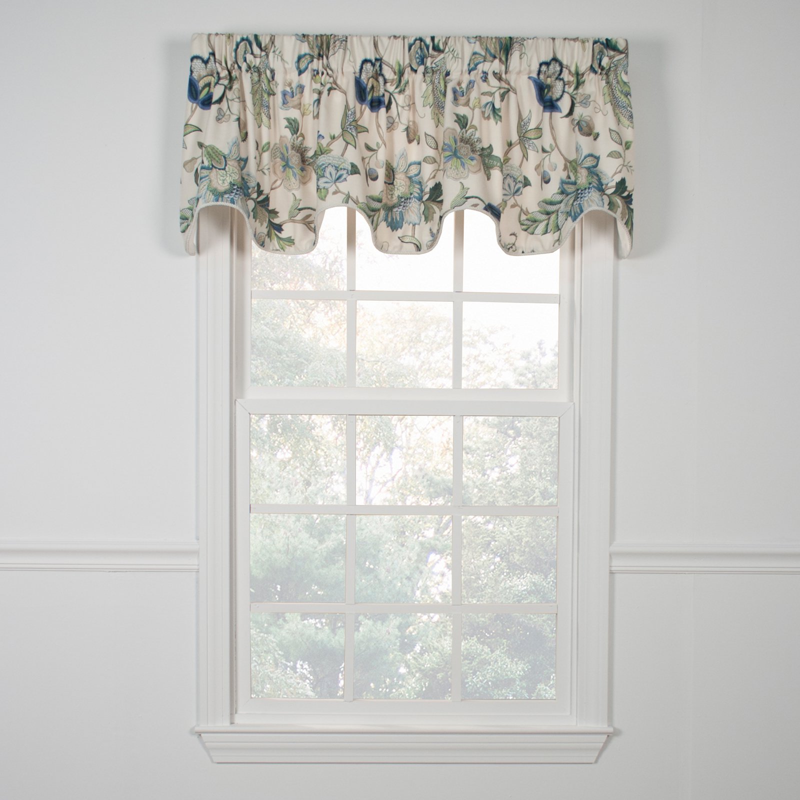 Ellis Curtain Brissac Floral Print Scallop Valance Window Treatment ...