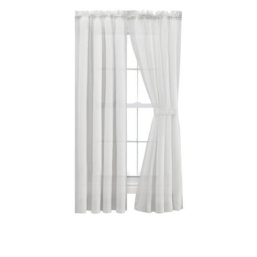 Ellis Curtain Cotton Voile 1.5" Rod Packet Tailored Curtain Panel Pair for Windows 80" x 54" White