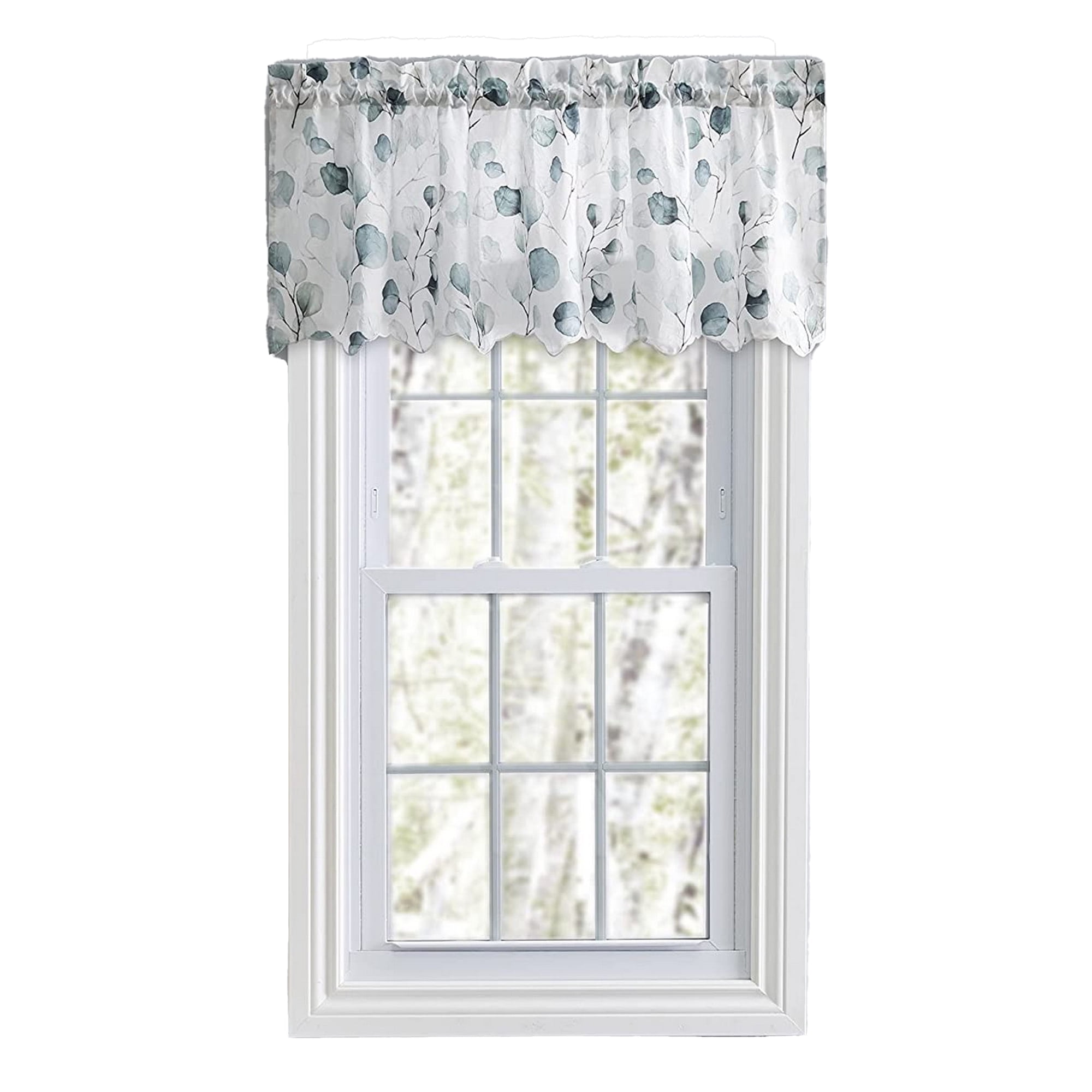 Eucalyptus Crushed Taffeta Semi-Sheer Rod Pocket Valance, 48x15"