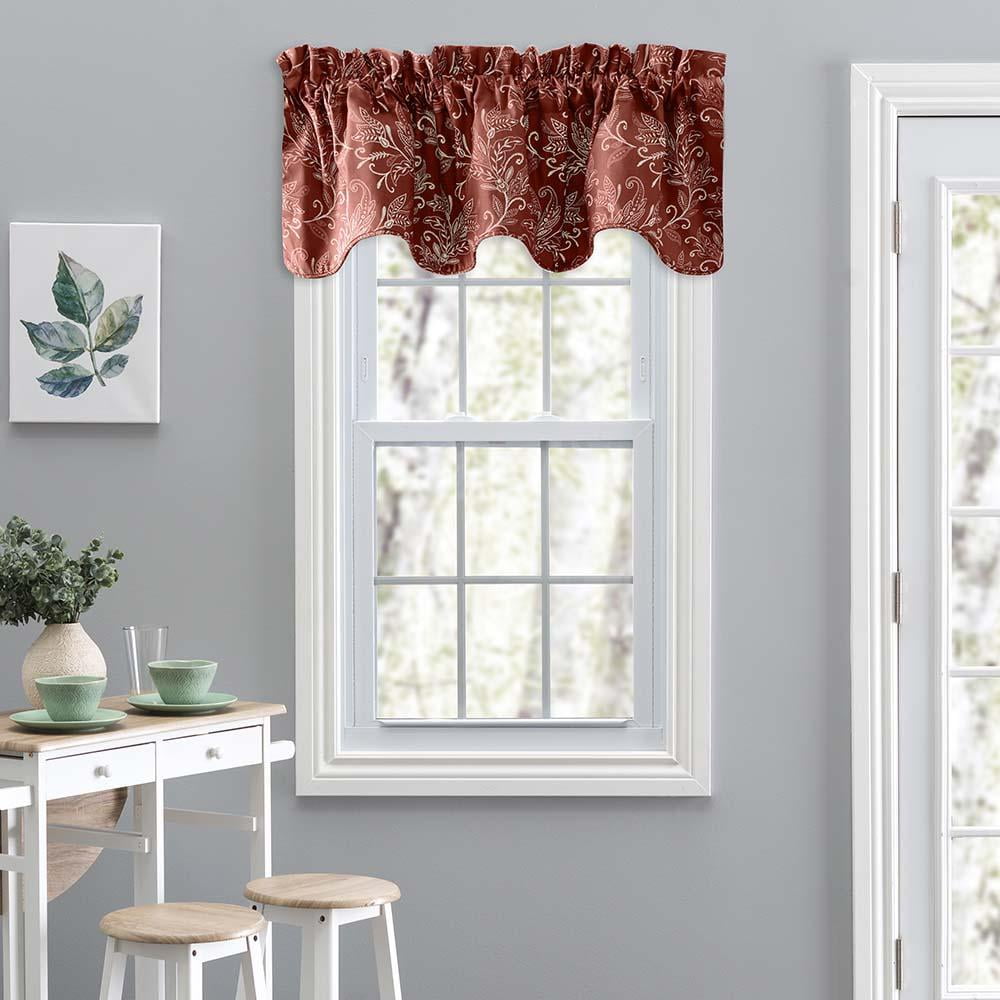 Brick Leaf Pattern Polyester Scallop Valance 58"x15"