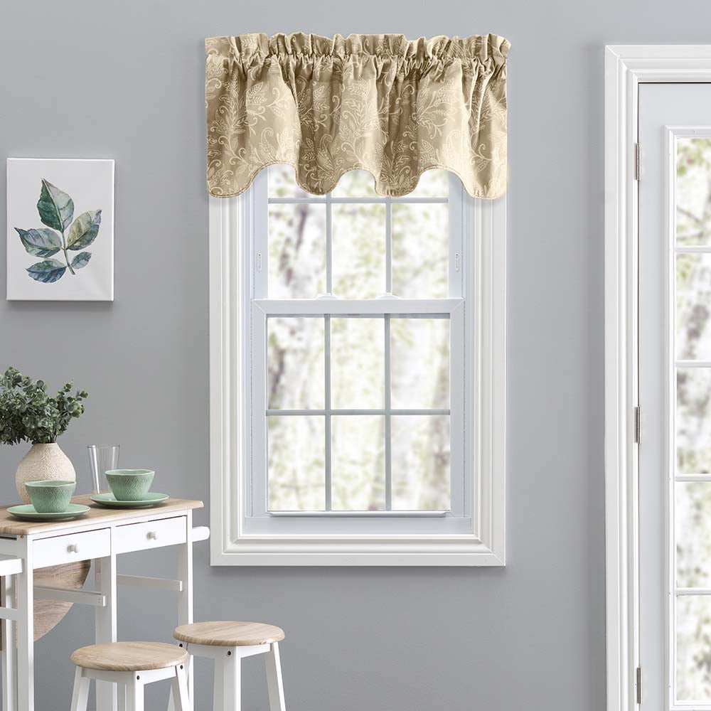 Tan Cotton Polyester Scallop Valance with Rod Pocket