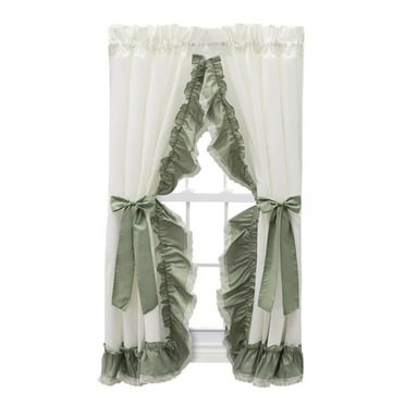 Ellis Curtain Madelyn Ruffled Victorian Priscillas 1.5" Rod Pocket Curtain Panel 100" x 63" Sage