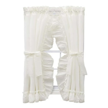 Ellis Curtain Madelyn Ruffled Victorian Priscillas 1.5" Rod Pocket Curtain Panel 100" x 72" Natural