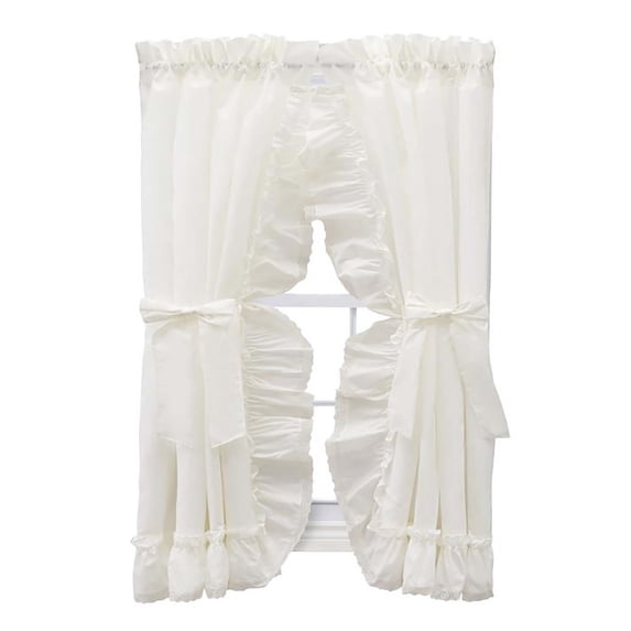 Ellis Curtain Madelyn Ruffled Victorian Priscillas 1.5" Rod Pocket Curtain Panel 100" x 72" Natural