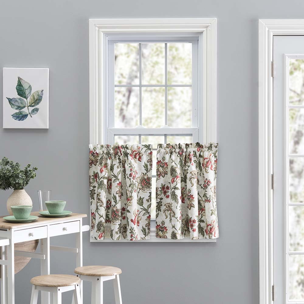 Madison Floral Brick Cotton Polyester Rod Pocket Tier Curtain