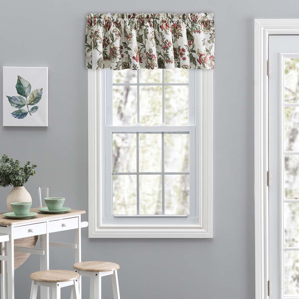 Madison Floral Natural Ground Rod Pocket Valance