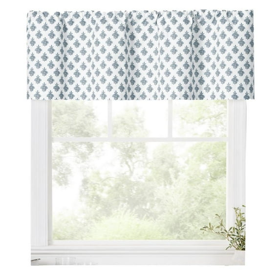 Ellis Curtain Manchester 3" Rod Pocket 100% Cotton Machine Wash and Dry Scallop Valance Lined 50" x 16" Blue