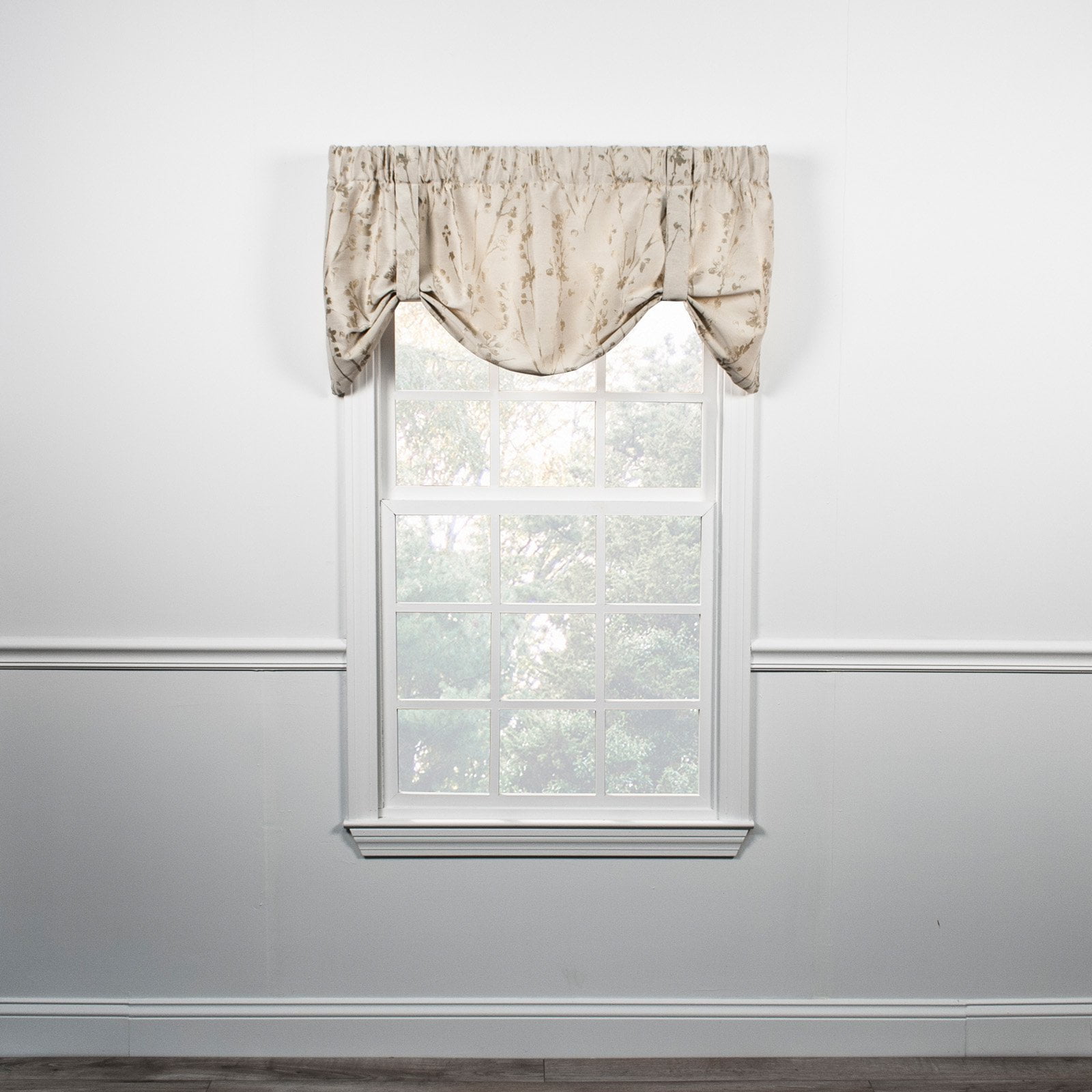 Linen Floral Textured Rod Pocket Tie-Up Valance, 50" x 22"
