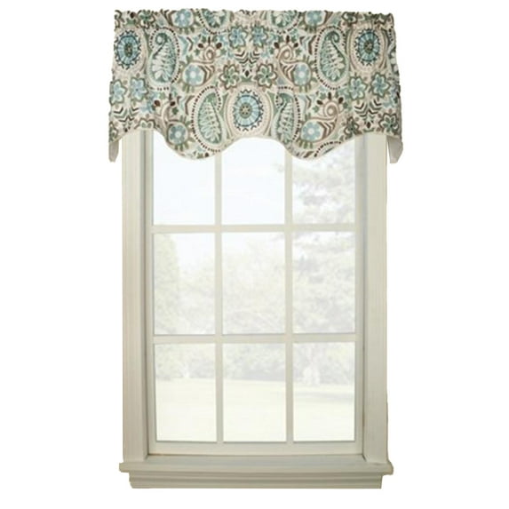 Ellis Curtain Paisley Prism Duchess 3" Rod Pocket Valances for Windows 100" x 30" Latte