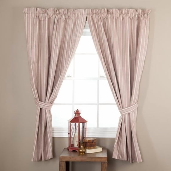 Ellis Curtain Springfield Stripe Tailored 3" Rod Pocket Curtain Panel Pair with Ties 82" x 63" Black
