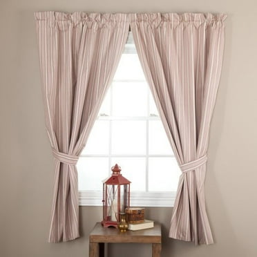 Ellis Curtain Springfield Stripe Tailored 3" Rod Pocket Curtain Panel Pair with Ties 82" x 63" Black