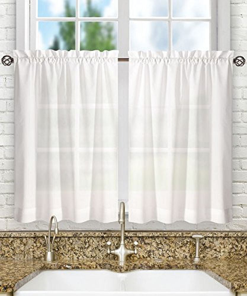 Ellis Stacey 1.5" Rod Pocket High Quality Fabric Solid Color Window Tailored Tier Pair 56"x45" White