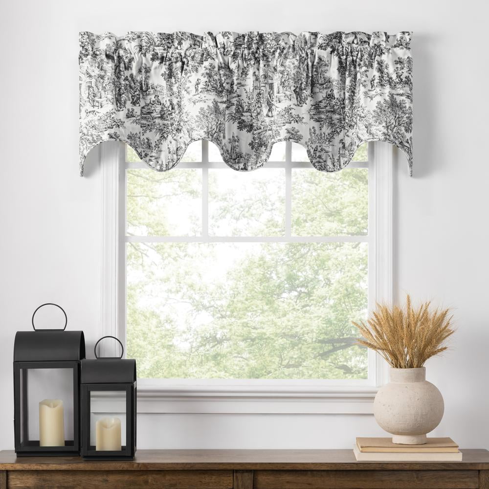 Victoria Park Black Cotton Scallop Valance with Rod Pocket