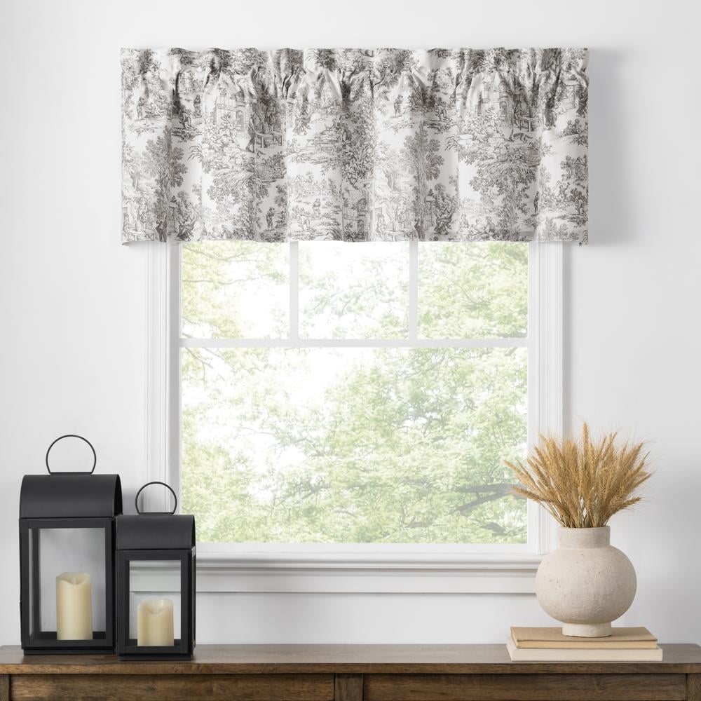 Victoria Park Toile Gray Cotton Room Darkening Valance
