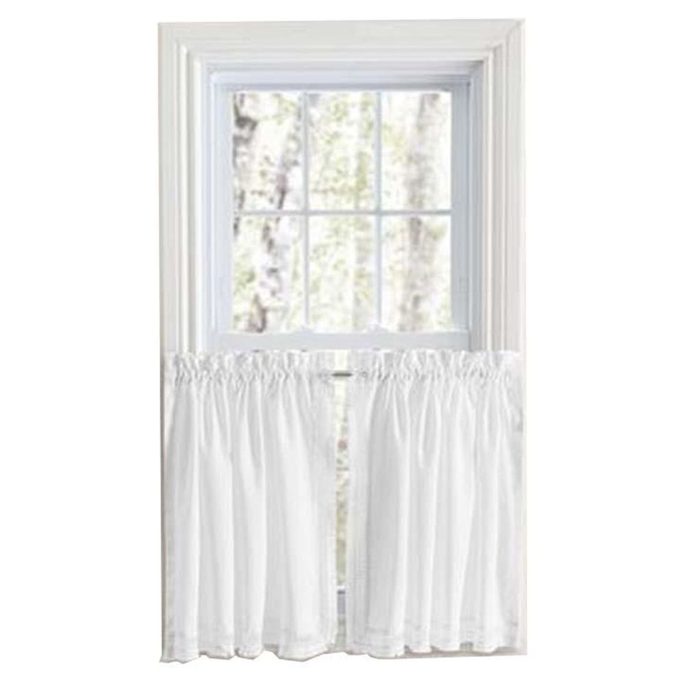White Sheer Cotton Polyester Linen Rod Pocket Tier Curtain