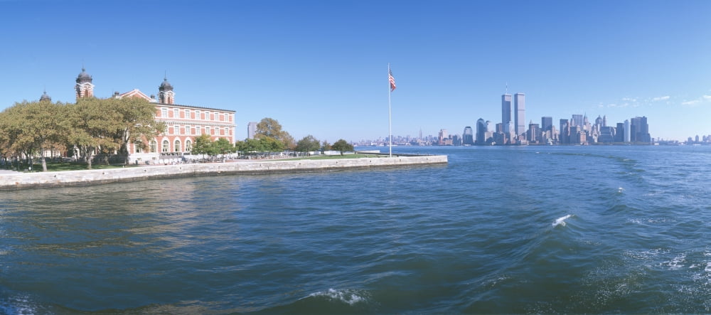 Ellis Island Manhattan Skyline New York Canvas Art - Panoramic Images (36 x 12)