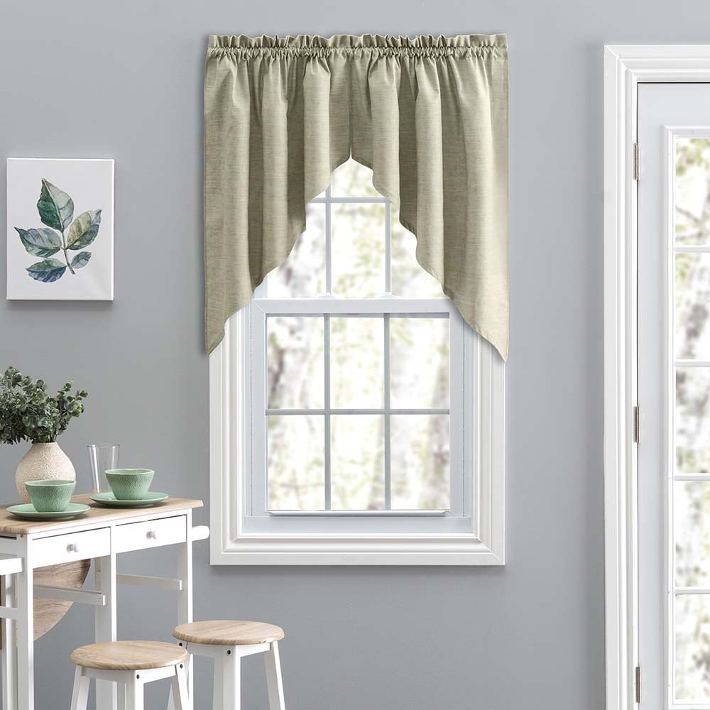 Mist Poly Cotton Duck Fabric Rod Pocket Tailored Swag Valance