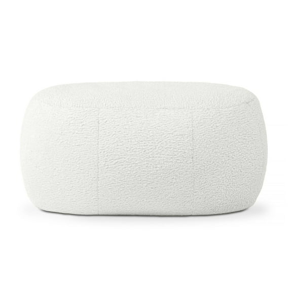 Ellis Ottoman Shearling Faux-Lamb Plush Pouf for Modern Interior Design, Oval, Cloud