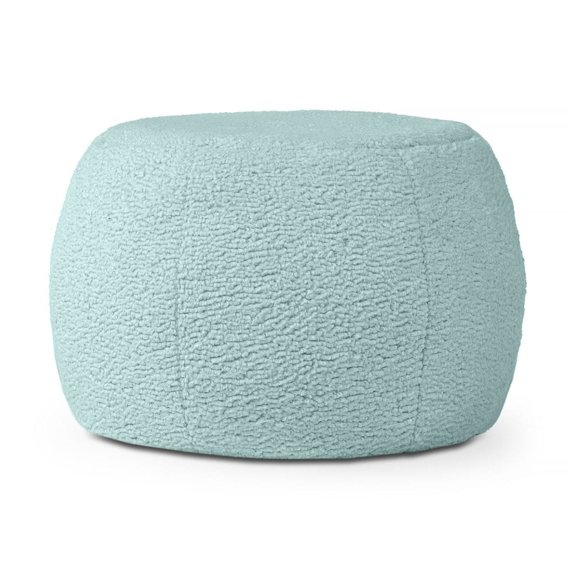 Ellis Ottoman Shearling Faux-Lamb Plush Pouf for Modern Interior Design, Small, Mineral Green