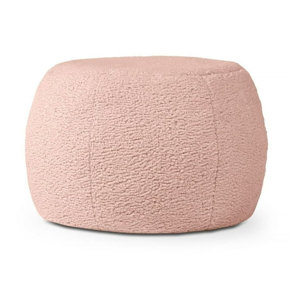 Ellis Ottoman Shearling Faux-Lamb Plush Pouf for Modern Interior Design, Small, Pink