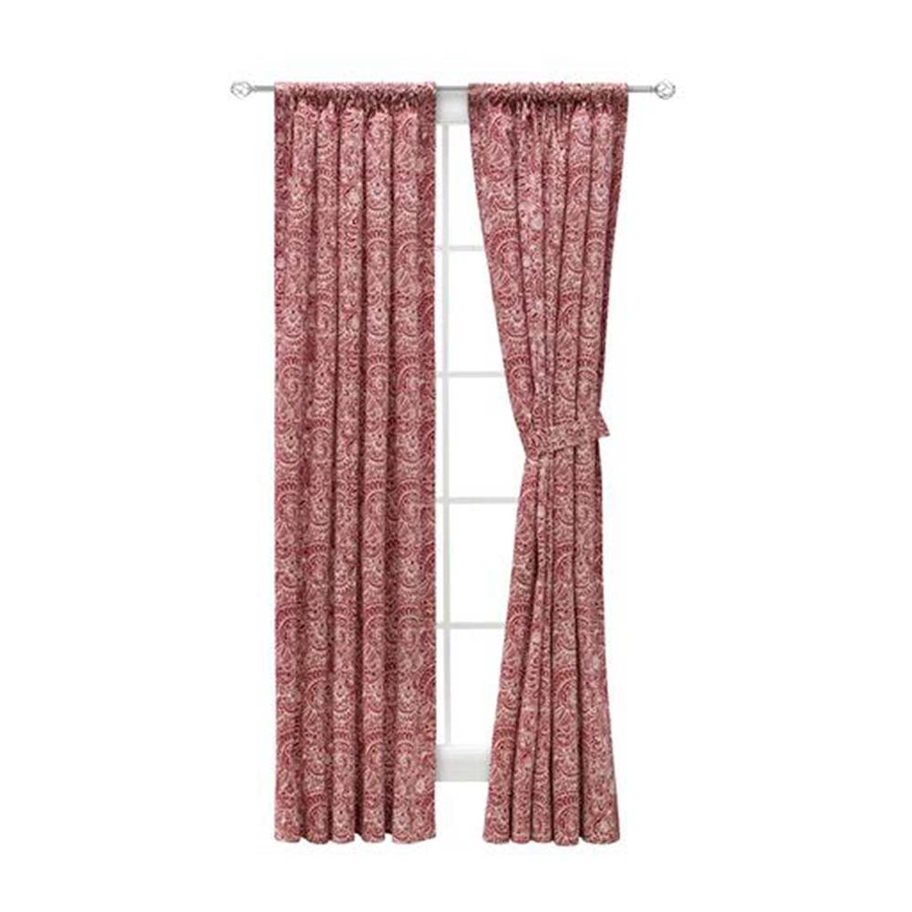 Red Cotton Paisley Pattern Rod Pocket Window Tiers