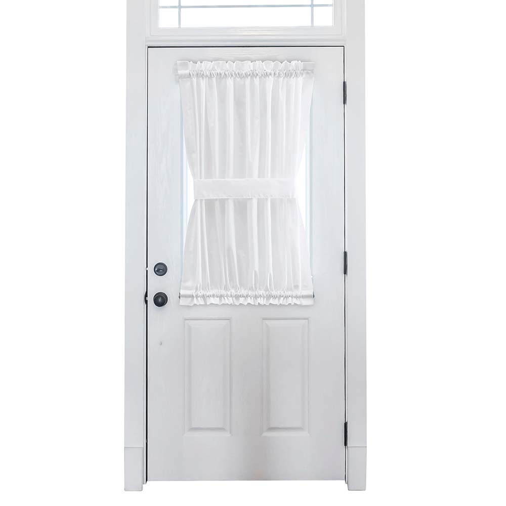 White Cotton Polyester Light-Filtering Rod Pocket Door Panel