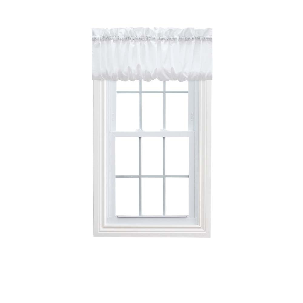 White Textured Fabric Balloon Valance with Rod Pocket, 60" x 15"
