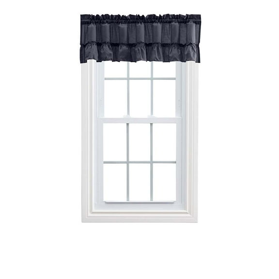Ellis Stacey 1.5" Rod Pocket High Quality Fabric Solid Color Window Ruffled Filler Valance 54"x13" Navy
