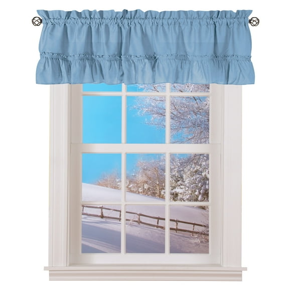 Ellis Stacey 1.5" Rod Pocket High Quality Fabric Solid Color Window Ruffled Filler Valance 54"x13" Slate