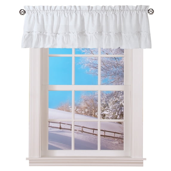 Ellis Stacey 1.5" Rod Pocket High Quality Fabric Solid Color Window Ruffled Filler Valance 54"x13" White