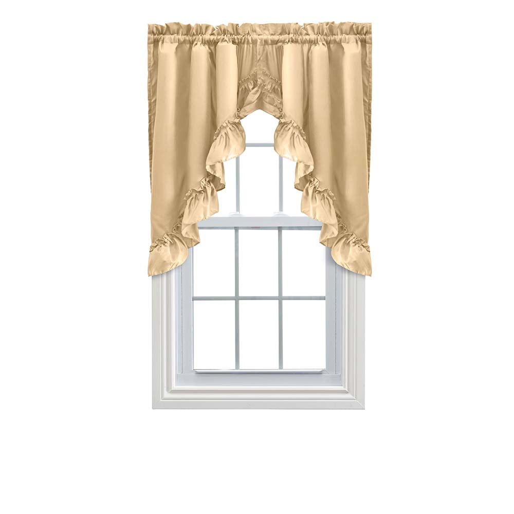Almond Ruffled Swag Window Curtain with Rod Pocket