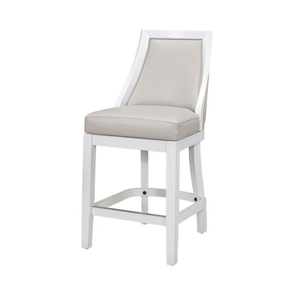 New Ridge Home Goods Swivel 26"H Counter-Height Bar Stool with Tall Back, Alabaster White
