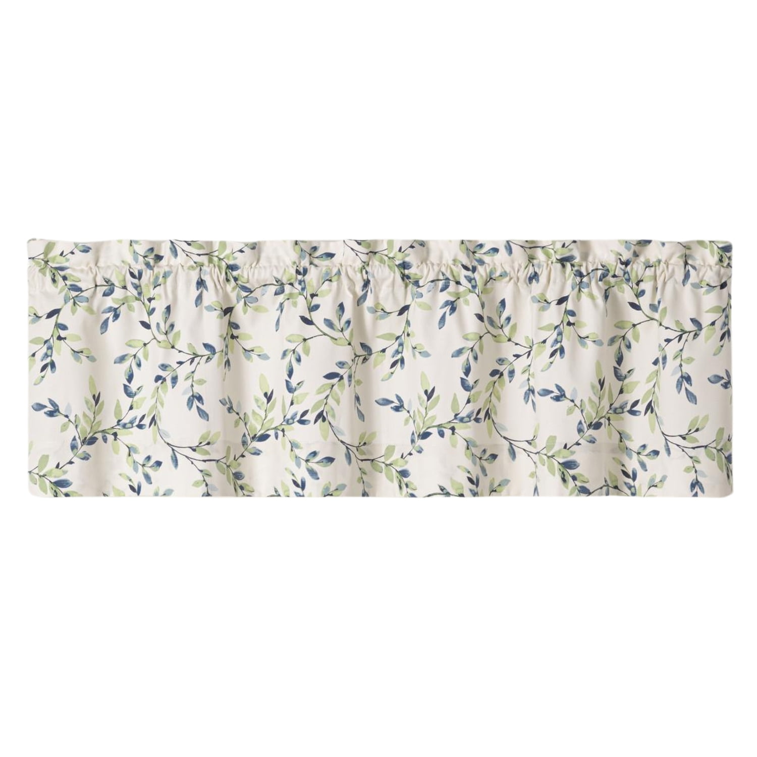 Azure Floral Pattern Cotton Polyester Rod Pocket Valance 58"x15"