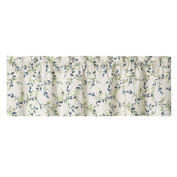 Ellis Vintage Stylish Medium Scale Printed Vine Pattern 1.5" Rod Pocket Tailored Valance for Windows 58"x15" Azure
