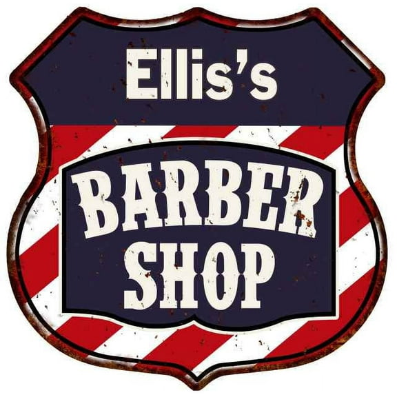 Ellis's Barber Shop Sign Shield Metal Gift Hair Gift 211110020426