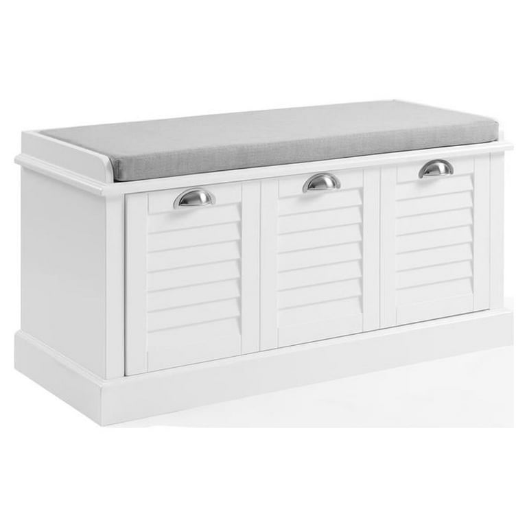 Crosley Ellison Storage Bench White Gray