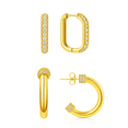 thumbnail image 1 of Ellison + Young 18K Gold Plated Pavé & Carabiner Gold Hoop Earrings Set, Chic 2-Pack Jewelry for Women, 1 of 5